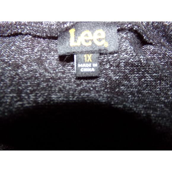 Vtg Lee marled black knit tunic/dress plaid hem front zip 1X Retro Soft Boho - Picture 5 of 5